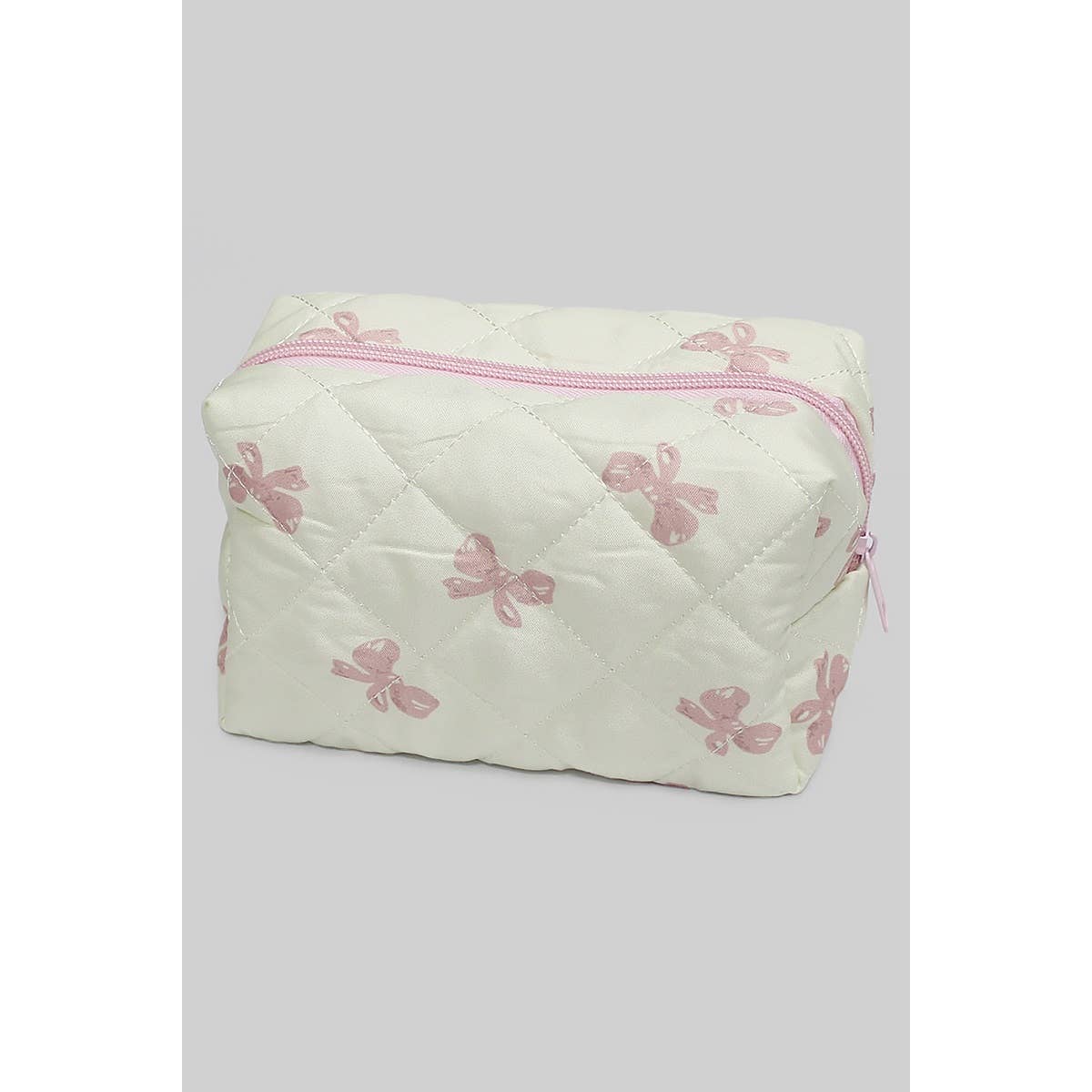 QUILTED BOW MAKEUP POUCH
