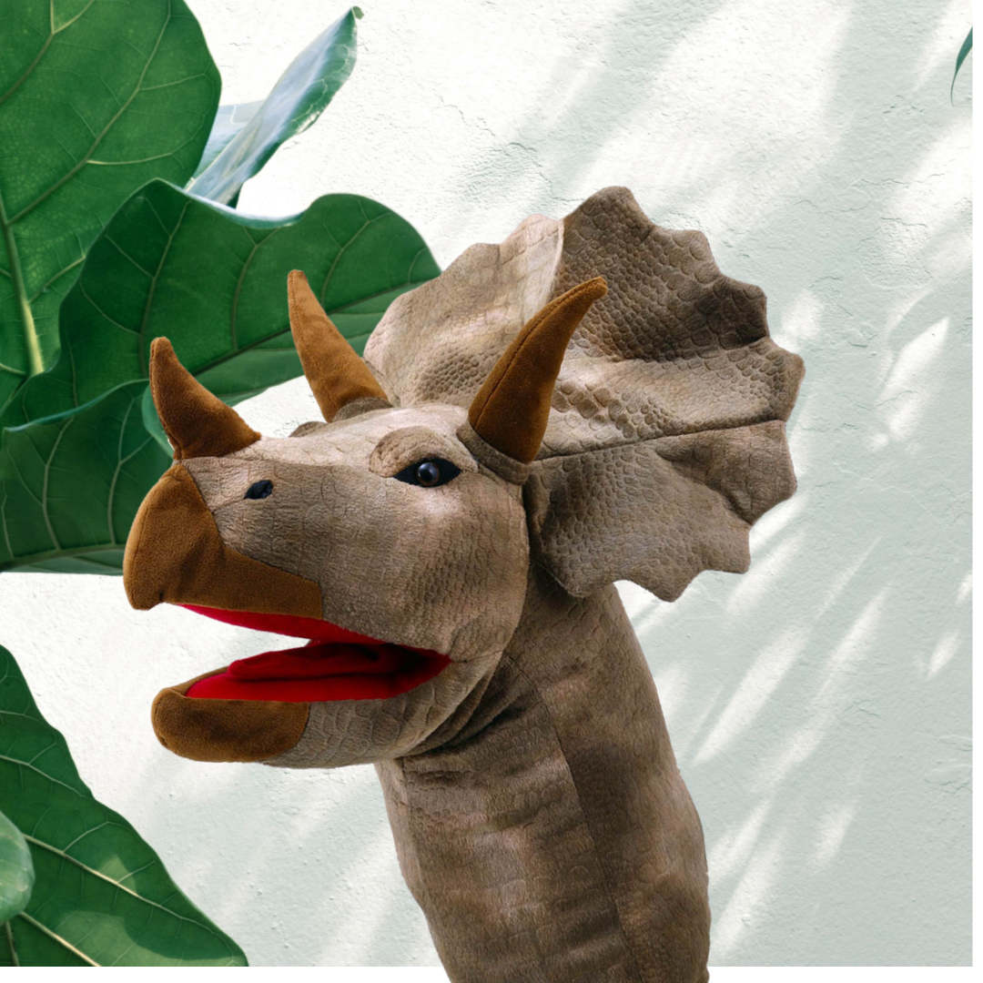 Dinosaur Puppet: Large Dino Heads Triceratops Puppet – Pinwheels Toys ...
