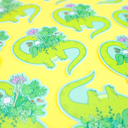 Dinosaur House Plant Planter Laptop Decal Vinyl Sticker