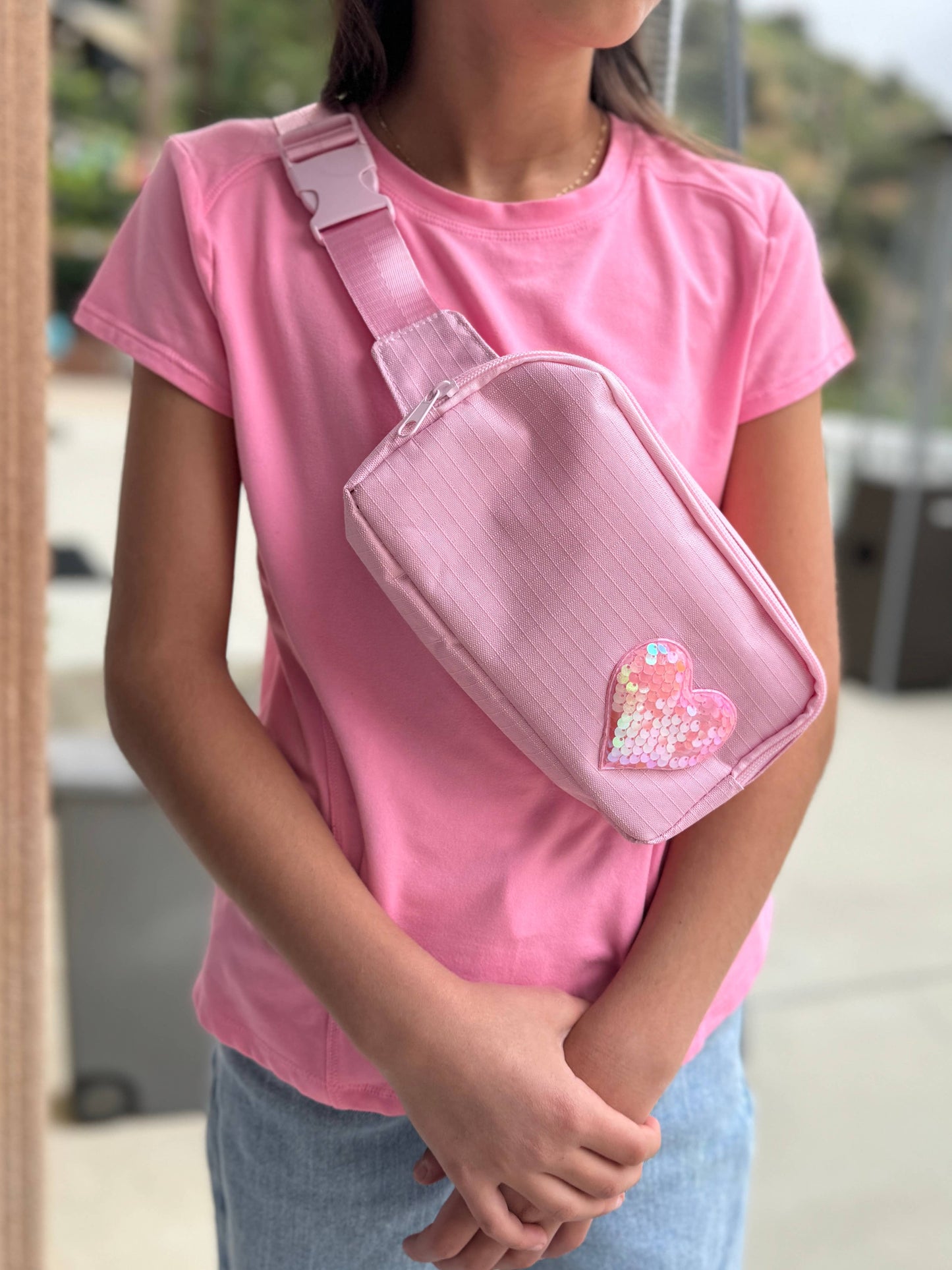 Sequin Heart Crossbody Sling Bag for Kids