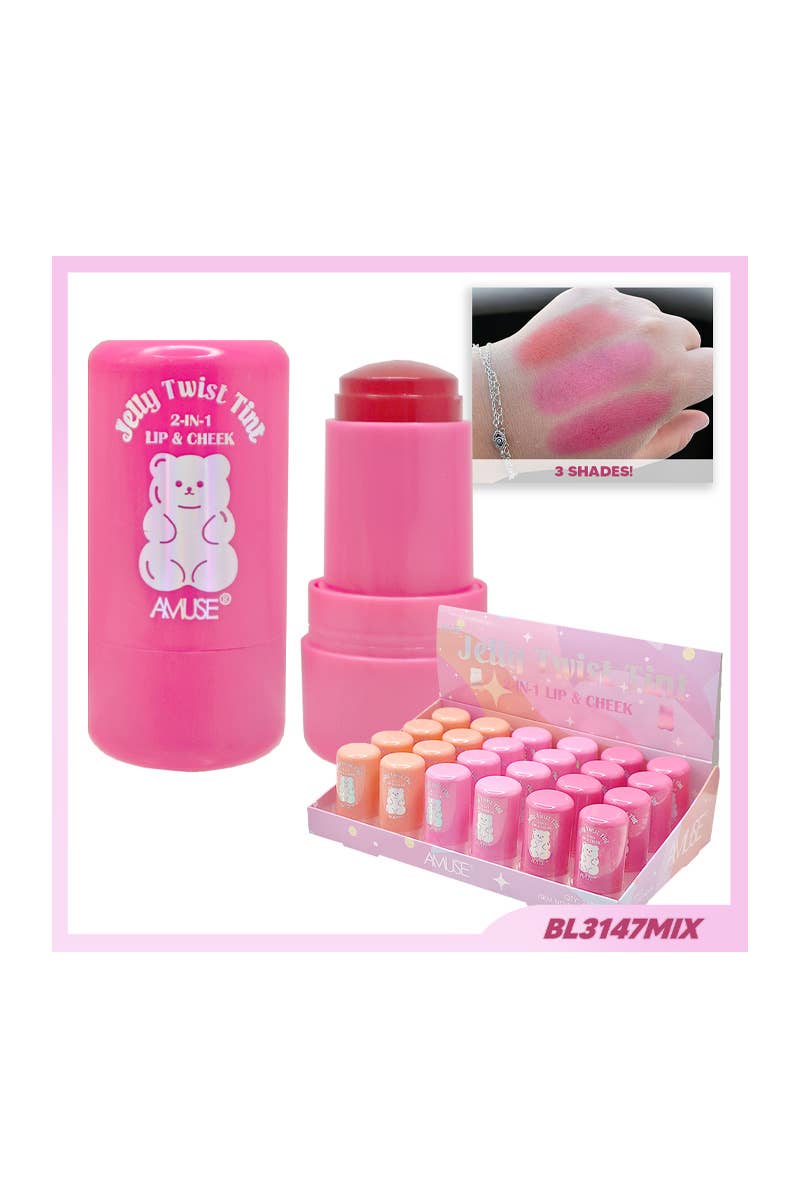 Amuse BL3147MIX Jelly Twist 2-in-1 Lip & Cheek Tint - 24 pcs
