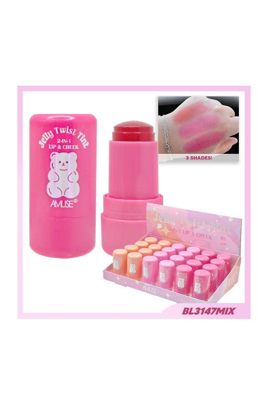 Amuse BL3147MIX Jelly Twist 2-in-1 Lip & Cheek Tint - 24 pcs