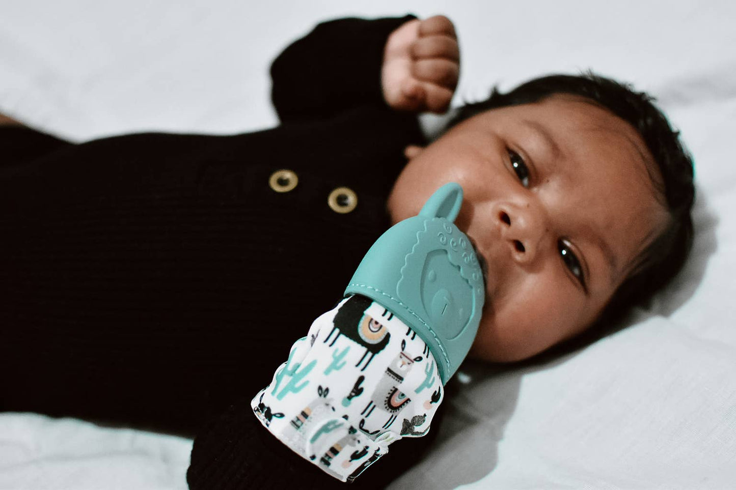 Itzy Mitt™ Silicone Teething Mitts: Lilac Dino