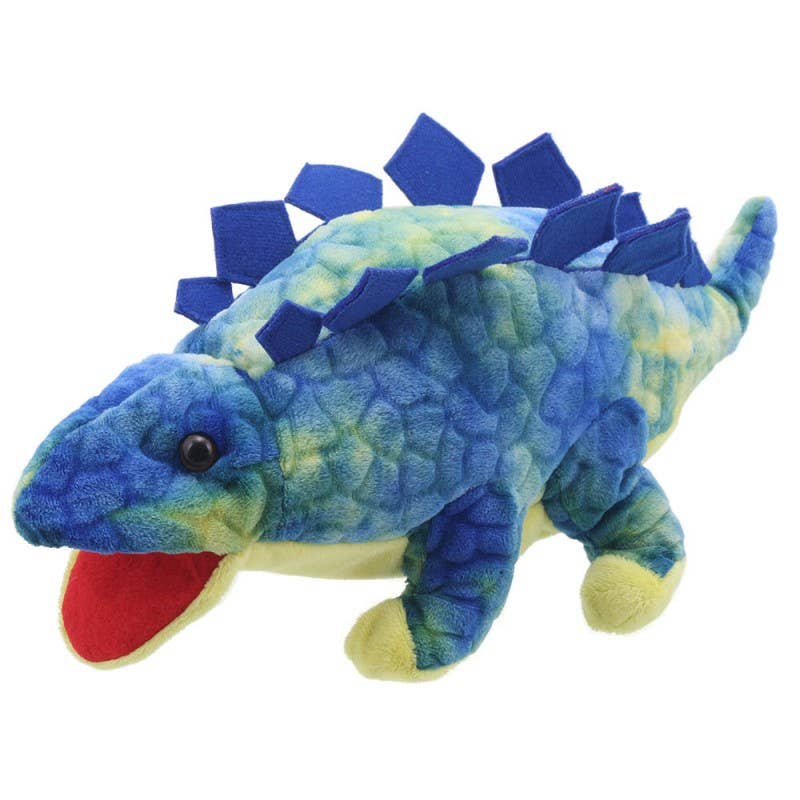 Baby Dinos: Baby Stegosaurus Hand Puppet - Blue – Pinwheels Toys & Games