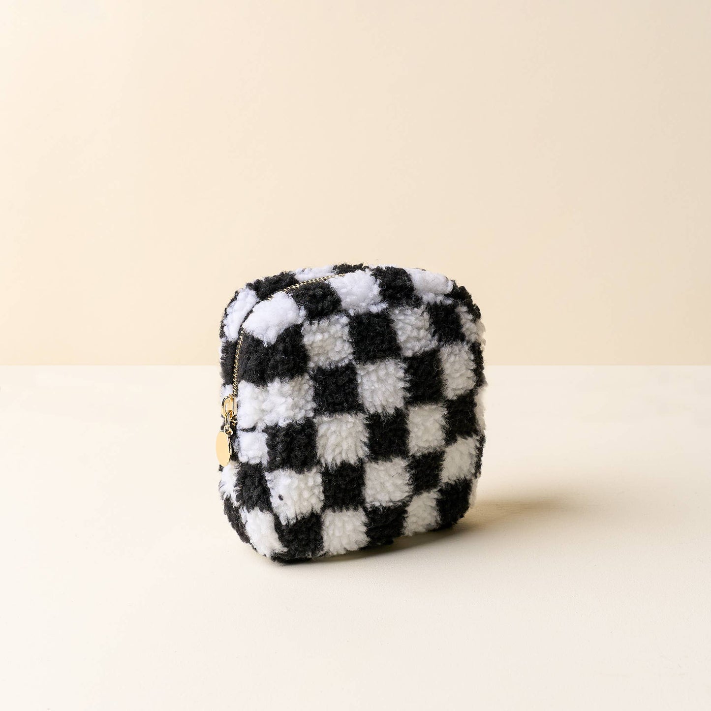 Black Check Teddy Pouch