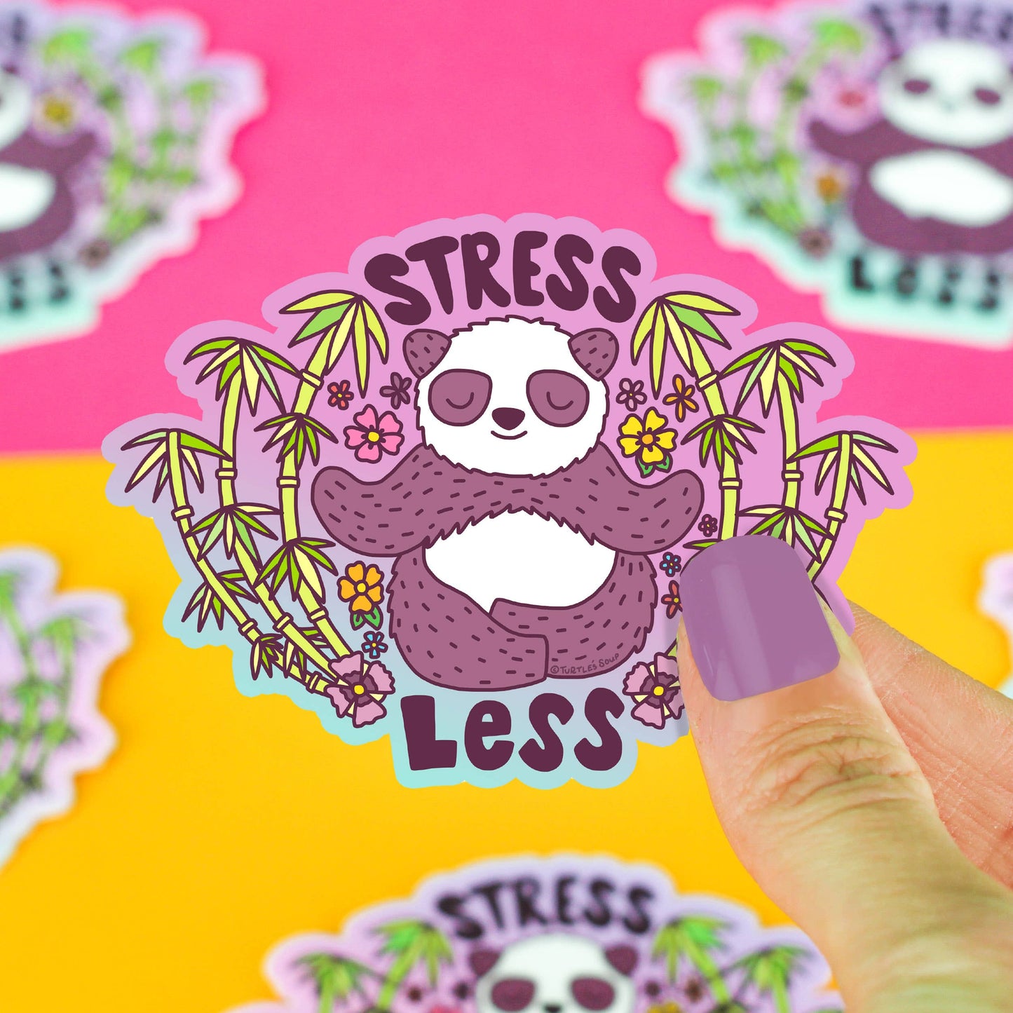 Stress Less Panda Stress Free Yoga Meditation Vinyl Sticker
