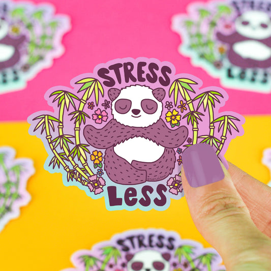 Stress Less Panda Stress Free Yoga Meditation Vinyl Sticker