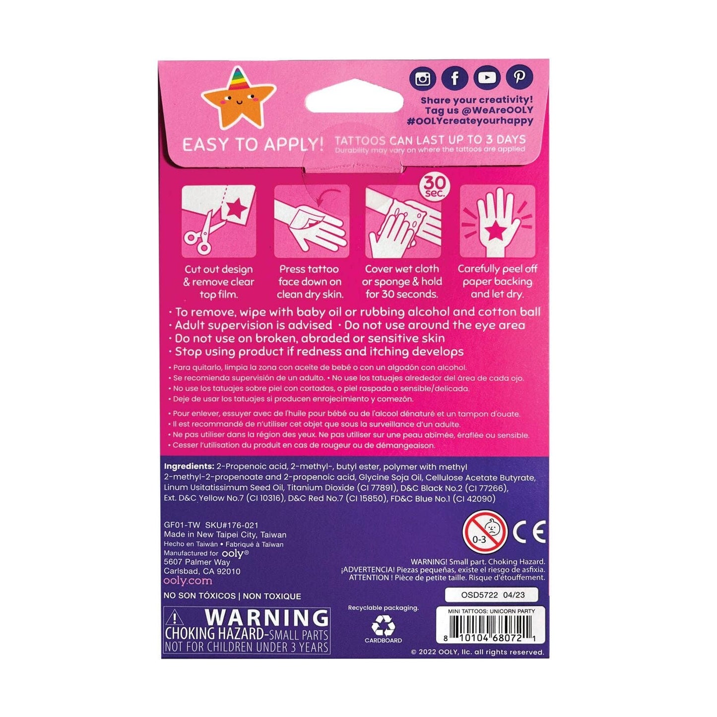 Tattoo Palooza: Mini Temporary Tattoos - Unicorn Party