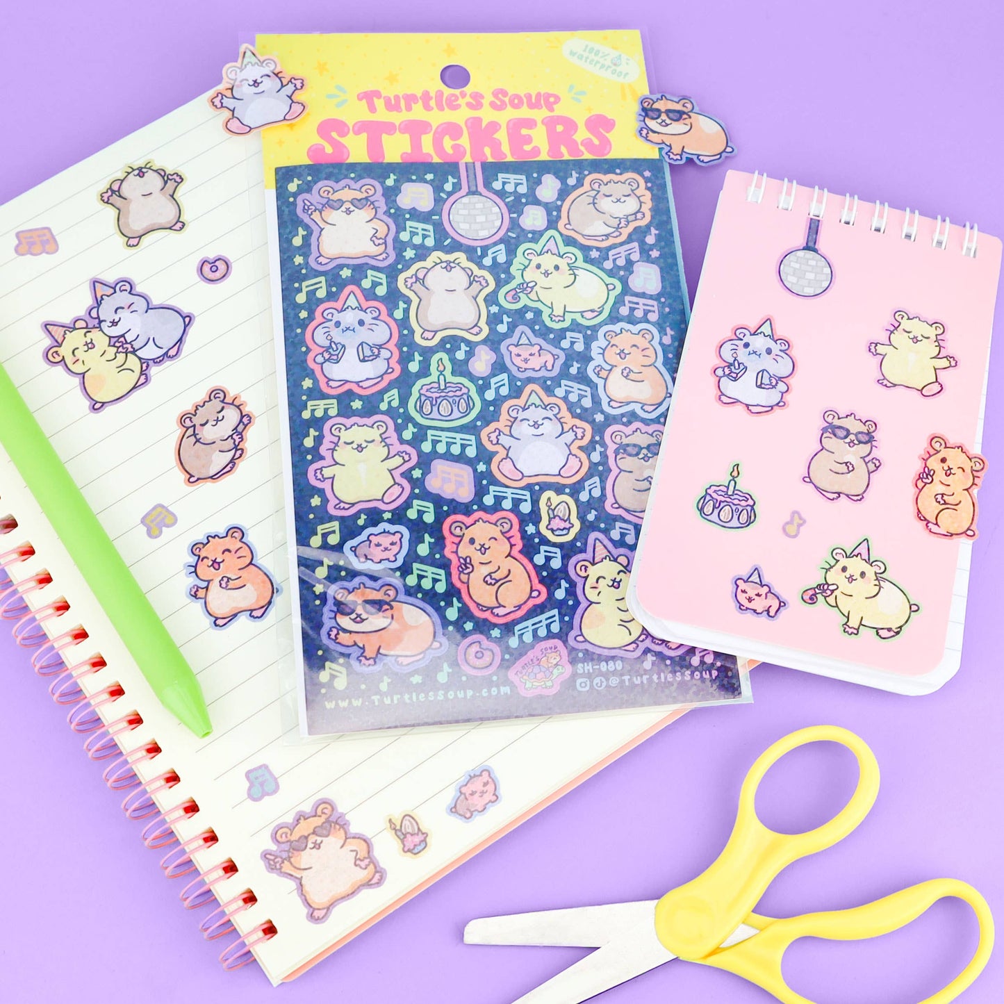Hamster Dance Party Cute Stationery Vinyl Sticker Sheet
