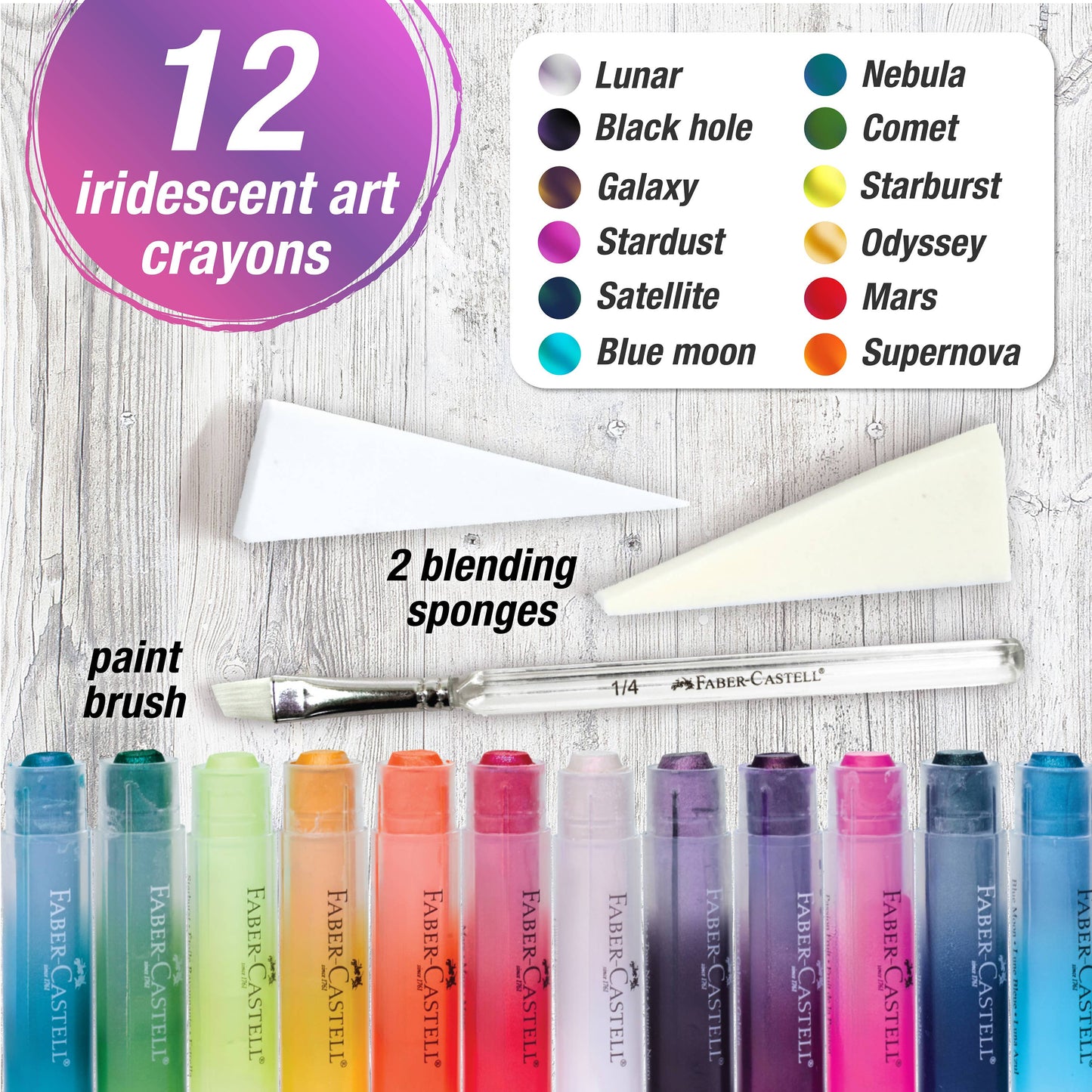 Faber-Castell Art Crayons 15 Ct Iridescents Set