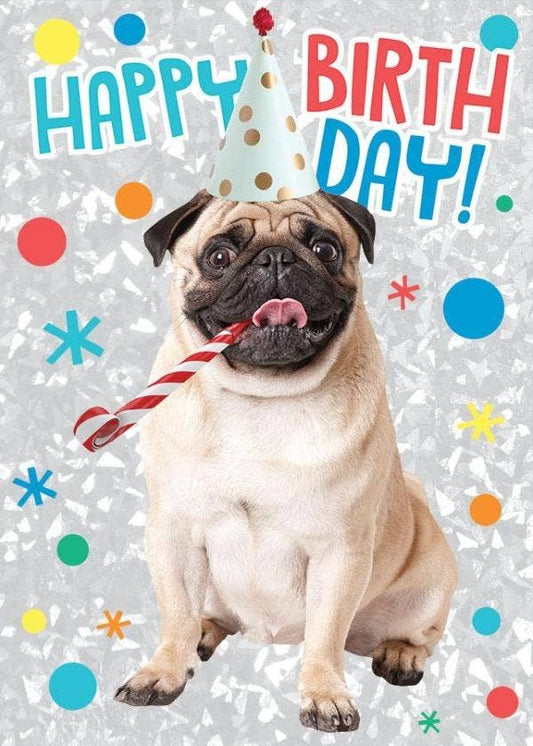 Birthday Pug Foil Card