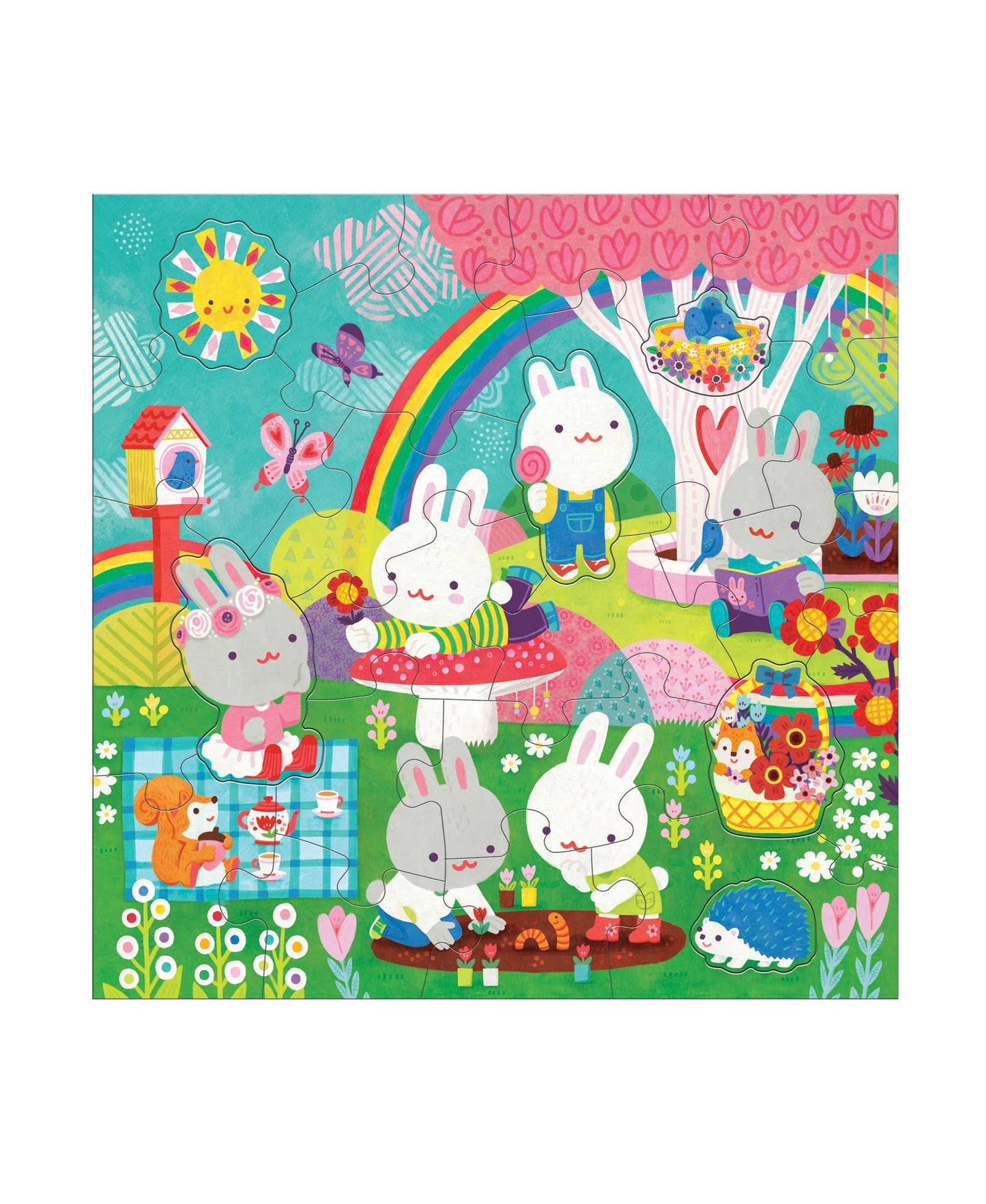 Garden Bunnies 25 Piece Floor Puzzle with Shaped Pieces