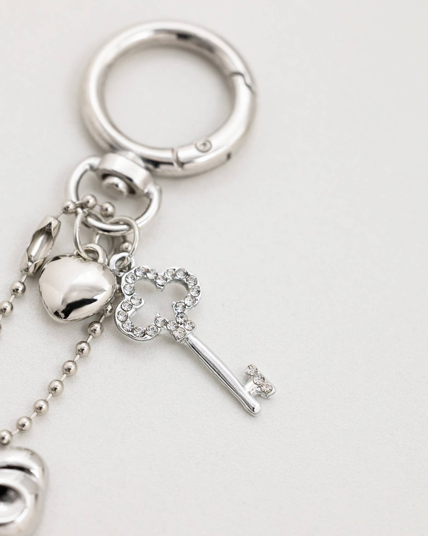 Bow, Puffy Heart, Clover Key Bag Charm Keychain