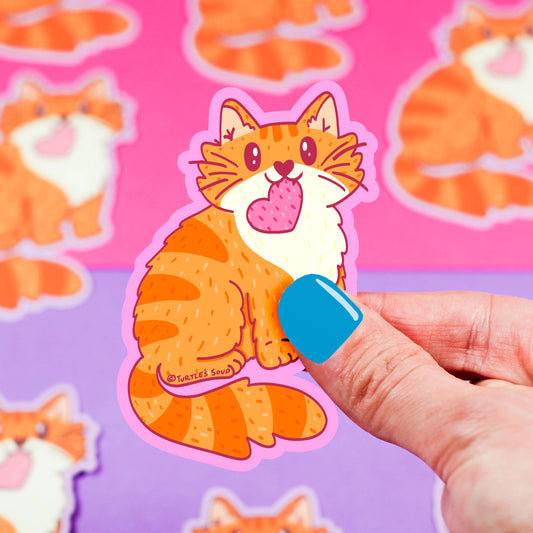 Orange Tabby Cat Love Cute Valentine Car Decal Vinyl Sticker