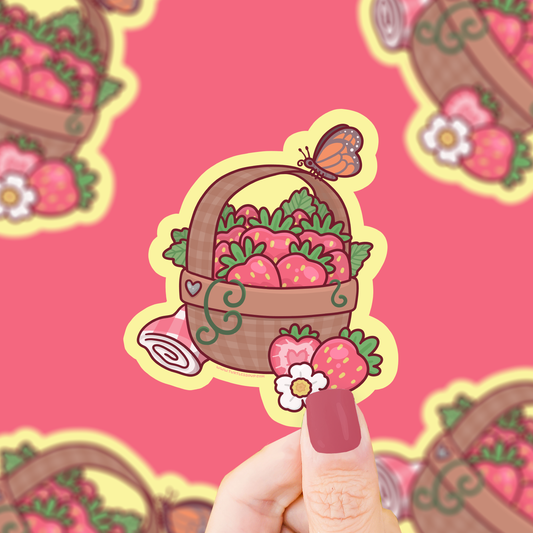 Strawberry Basket | Picnic | Fruits | Spring | Vinyl Sticker