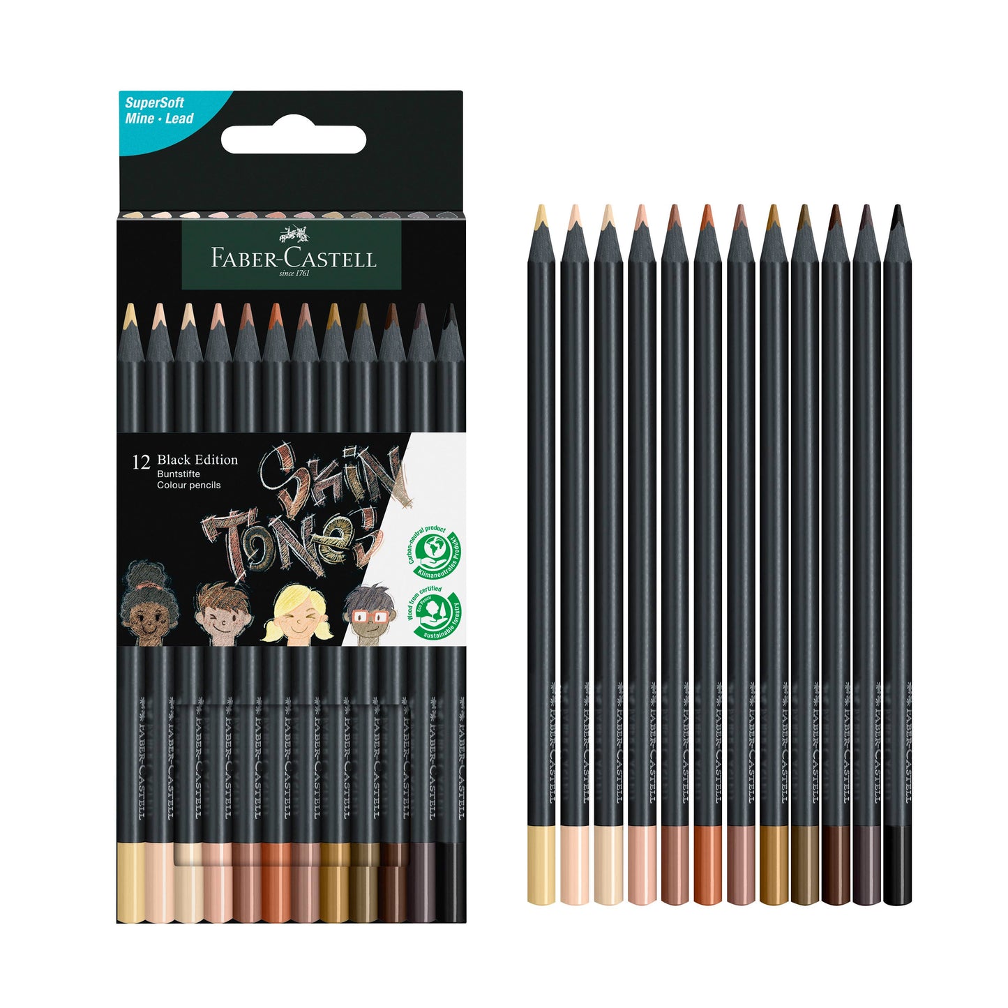 Super Soft Black Edition Color Pencils: 12 Ct Skin Tones