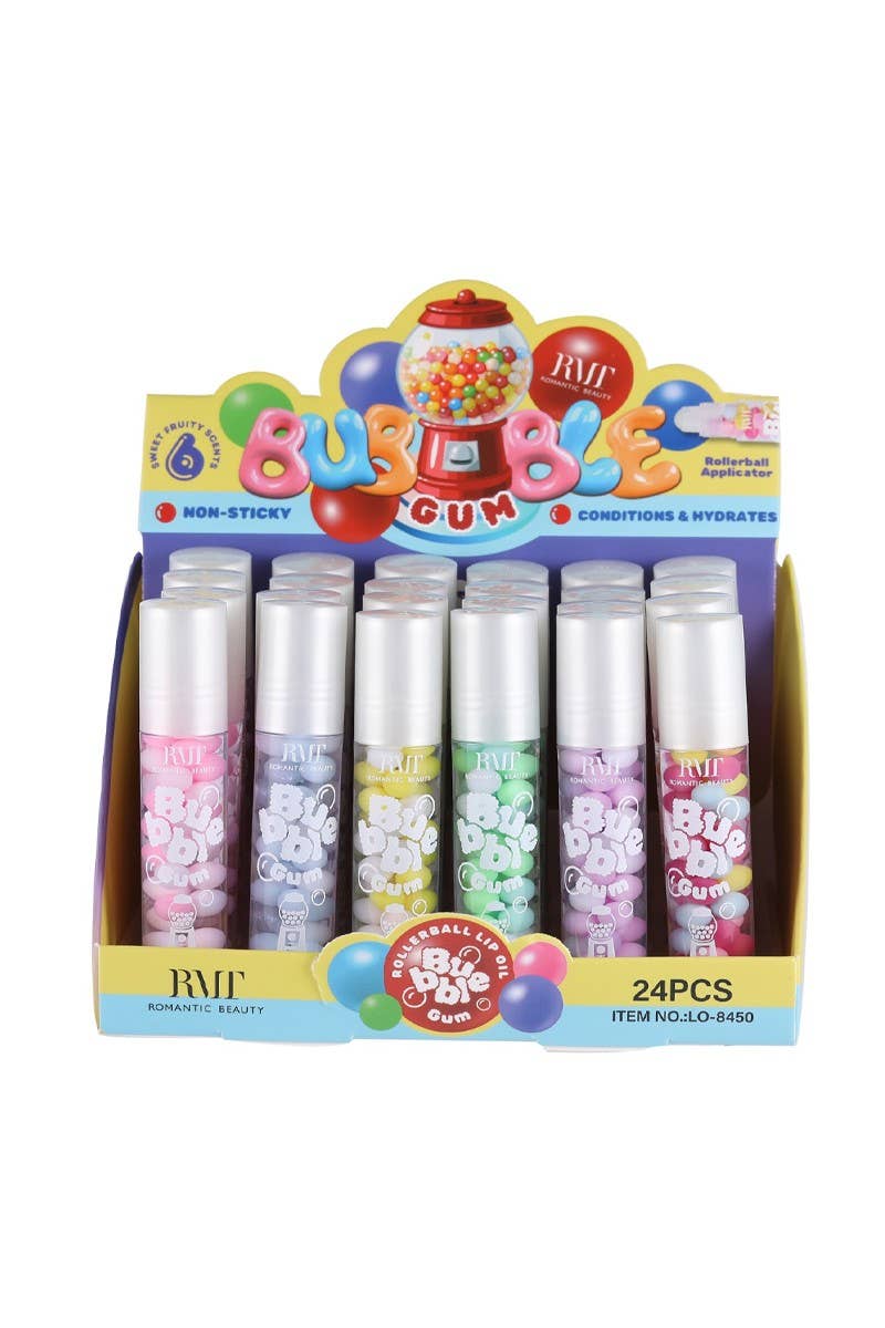 Romantic Beauty LO-8450 Bubble Gum Rollerball Lip Oil -24 pc