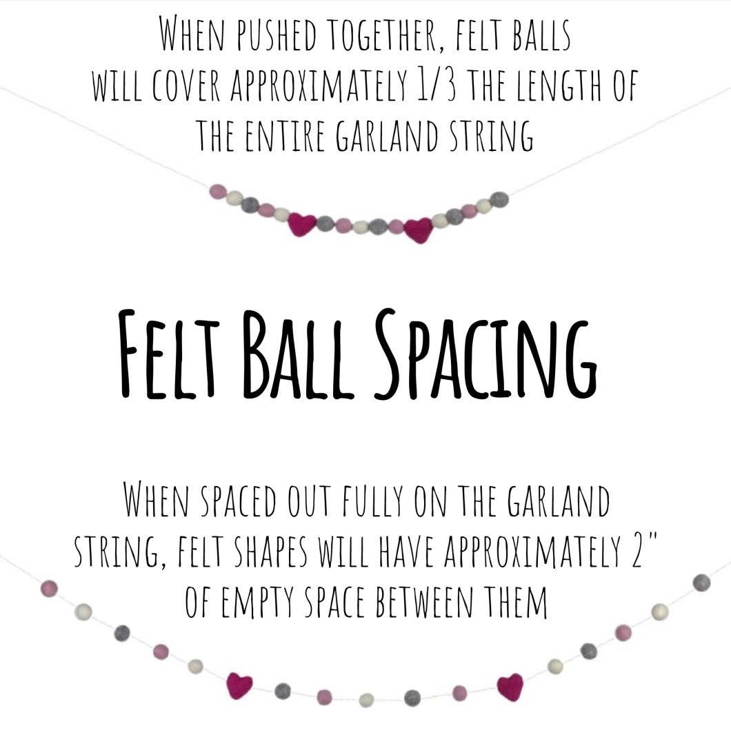Candy Cane Christmas Felt Ball Garland - Red White