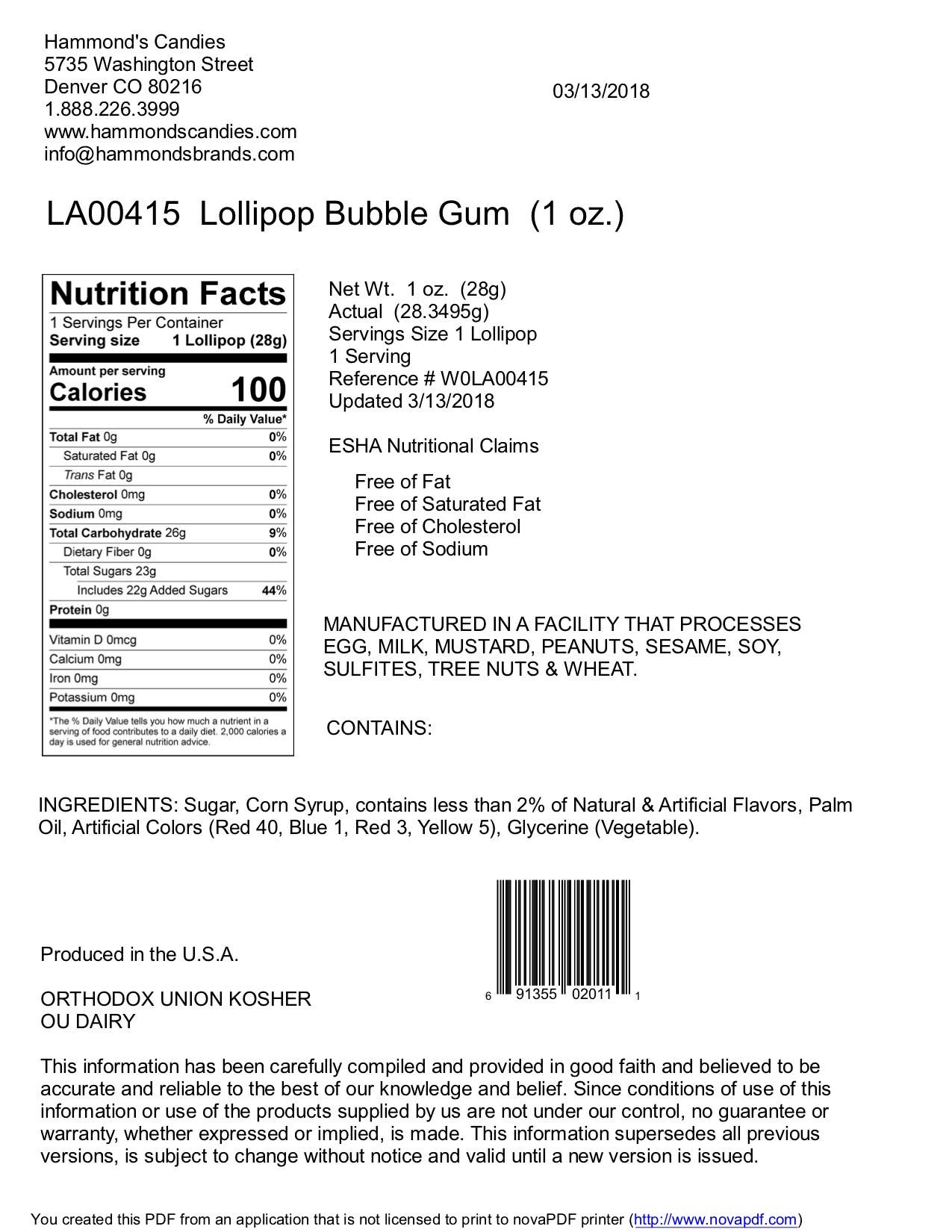 Handmade Lollipop - Bubblegum - 1 oz