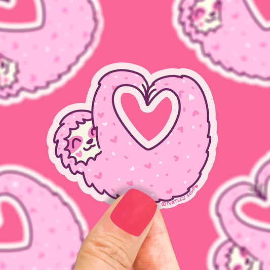 Heart Shaped Sloth Valentine Animal Pink Love Vinyl Sticker