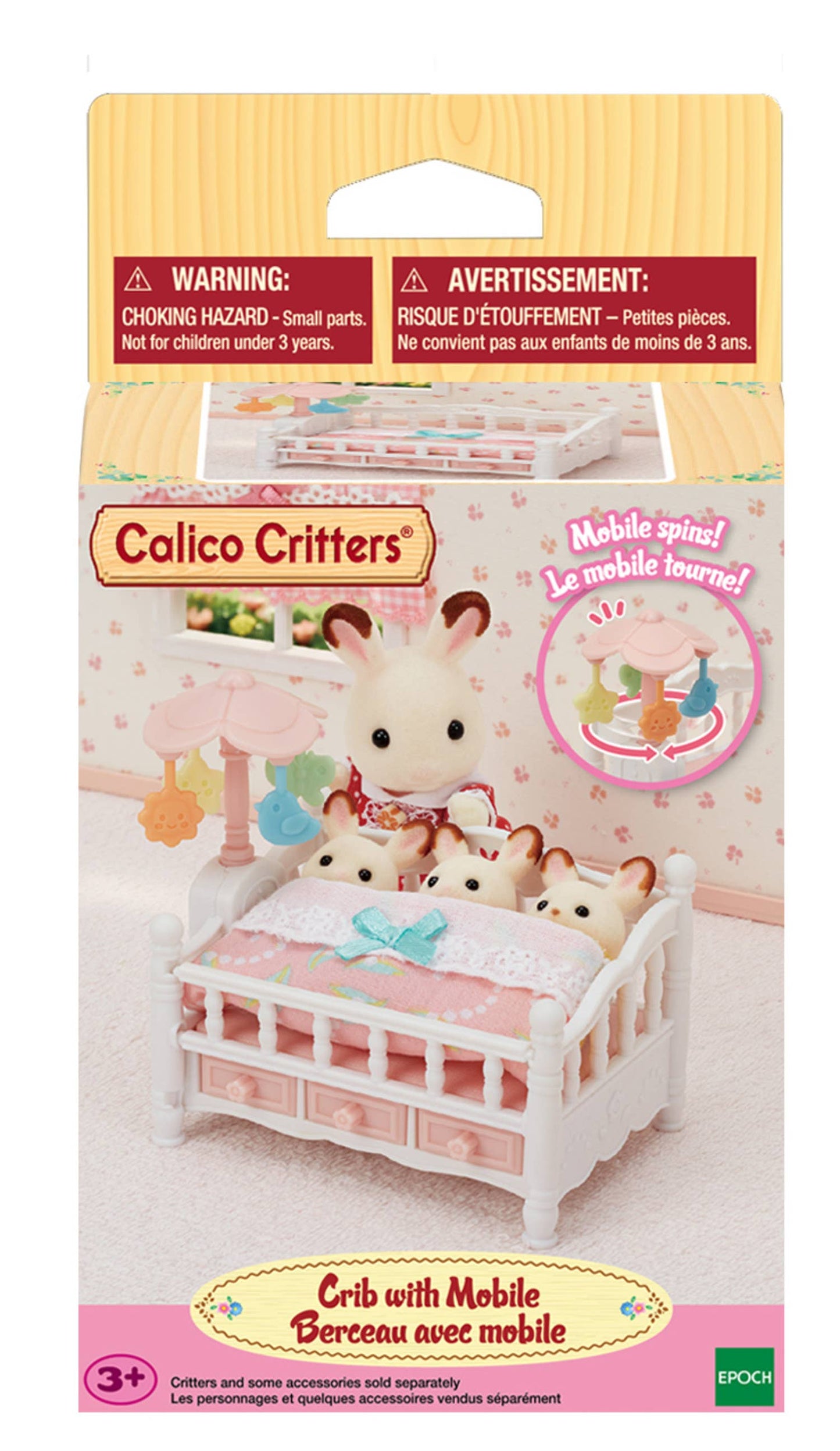 Calico Critters Crib with Mobile, Dollhouse Furniture Set