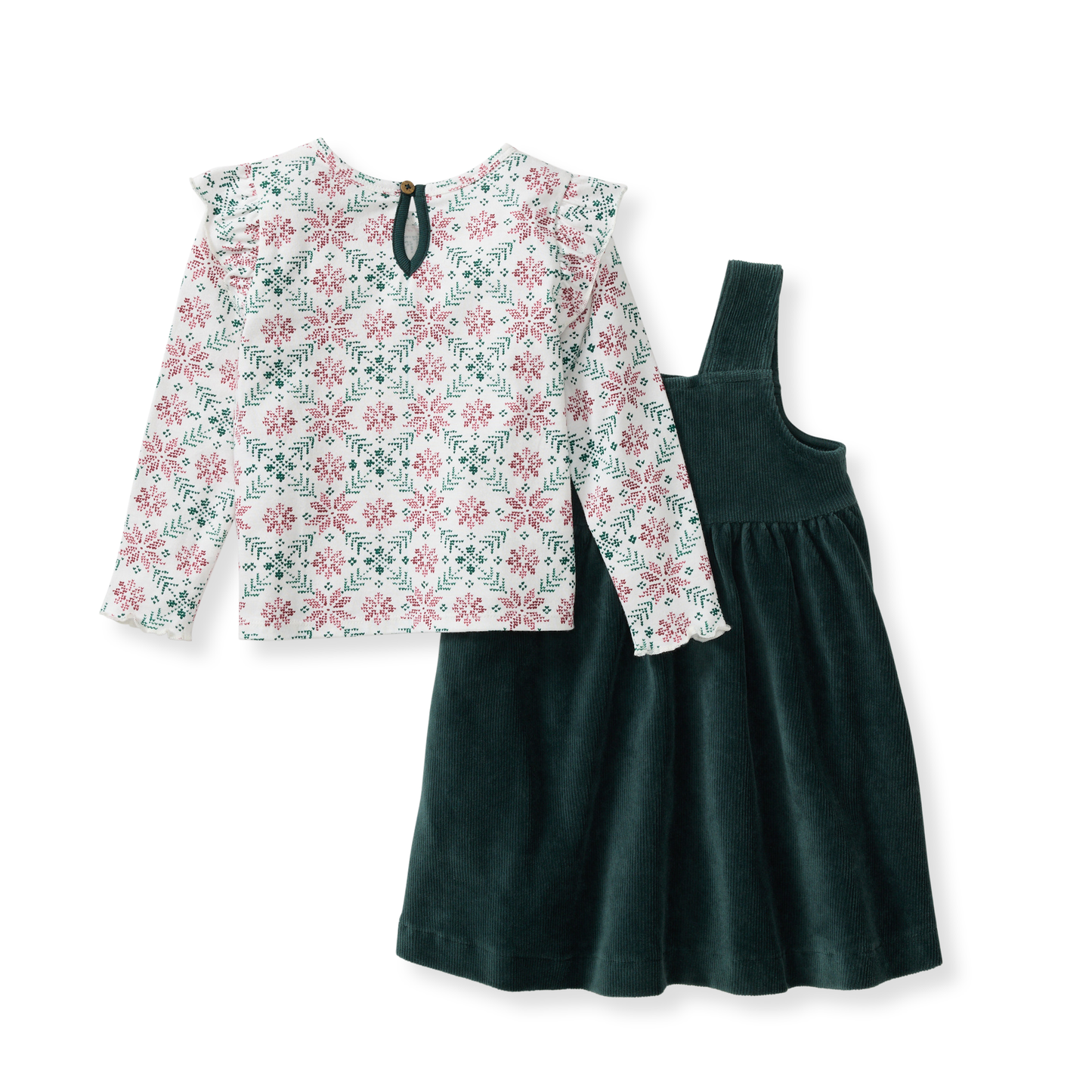 Poinsettia Fair Isle Organic Girl Tee & Dress Set
