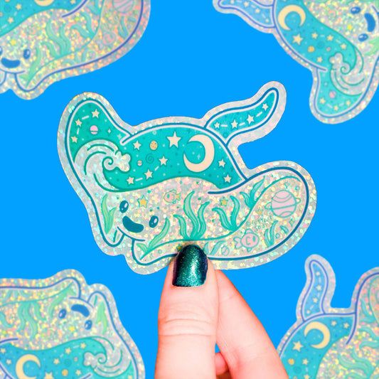 Stingray Ocean Dreamy Liquid  Vinyl Sticker (Glitter)
