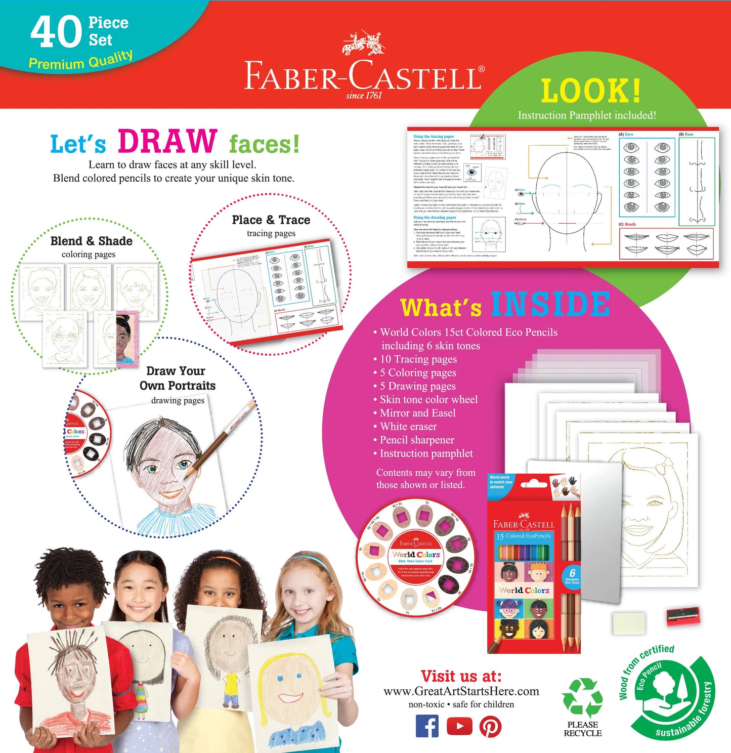 World Colors How to Draw Faces Art Set for Kids