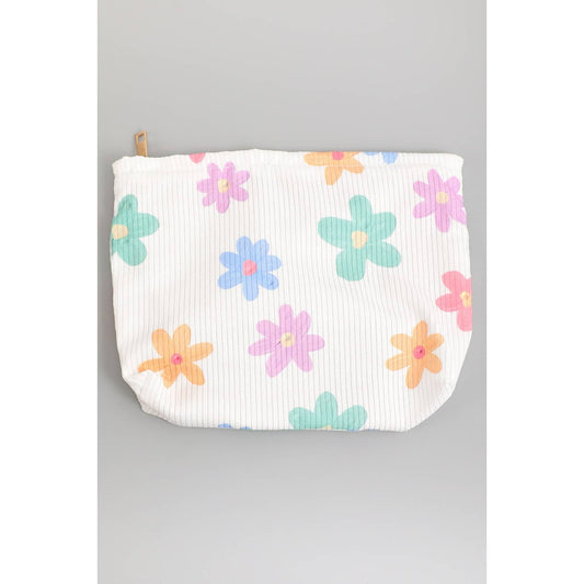 MULTI CORDUROY FLORAL MAKEUP TRAVEL POUCH