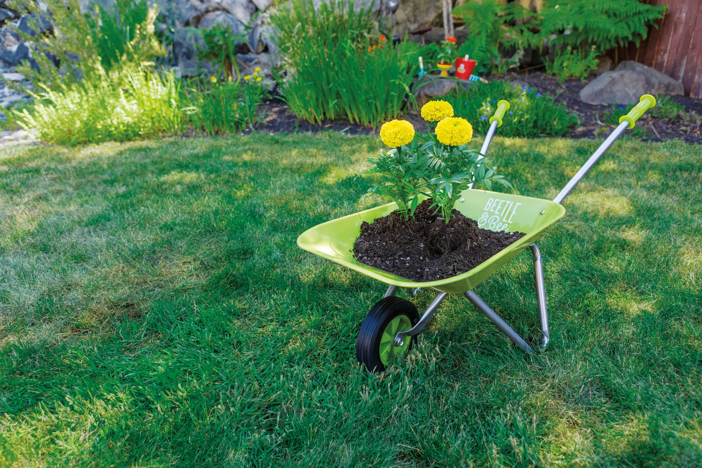 Beetle & Bee Kid Sized Wheelbarrow, Assorted (Red & Green)