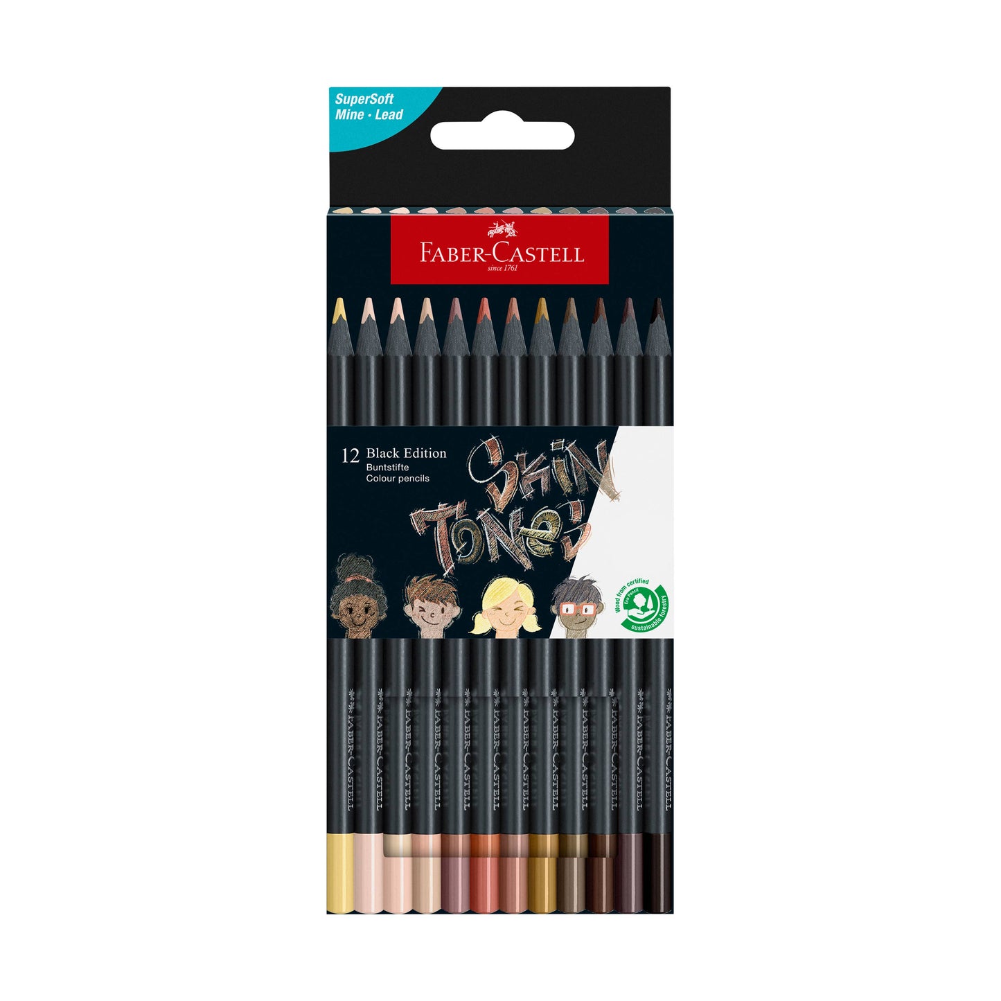 Super Soft Black Edition Color Pencils: 12 Ct Skin Tones
