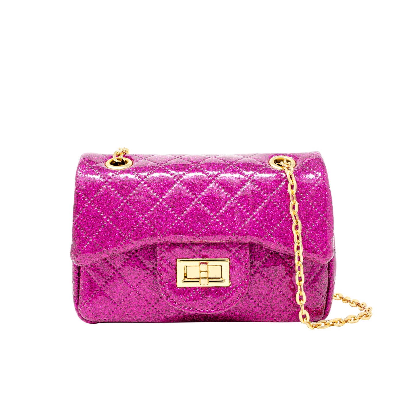 Classic Quilted Sparkle Mini Bag: Hot Pink