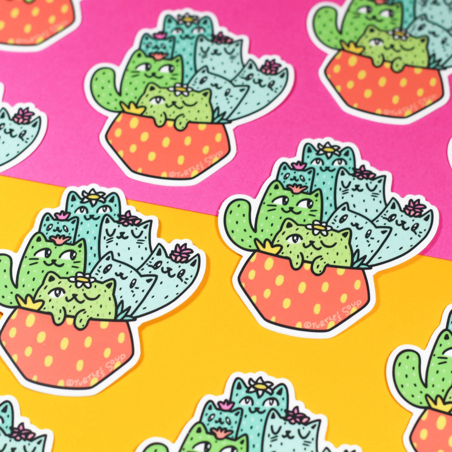 Cactus Cats Cacti Garden Animal Planter Pot Vinyl Sticker