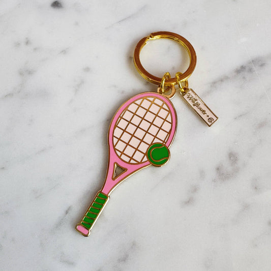 Tennis Racket Enamel Keychain, ALL COLORS