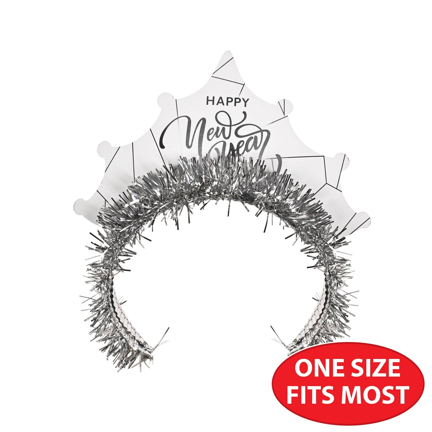 White New Year Silver Tiara, One Size Fits Most