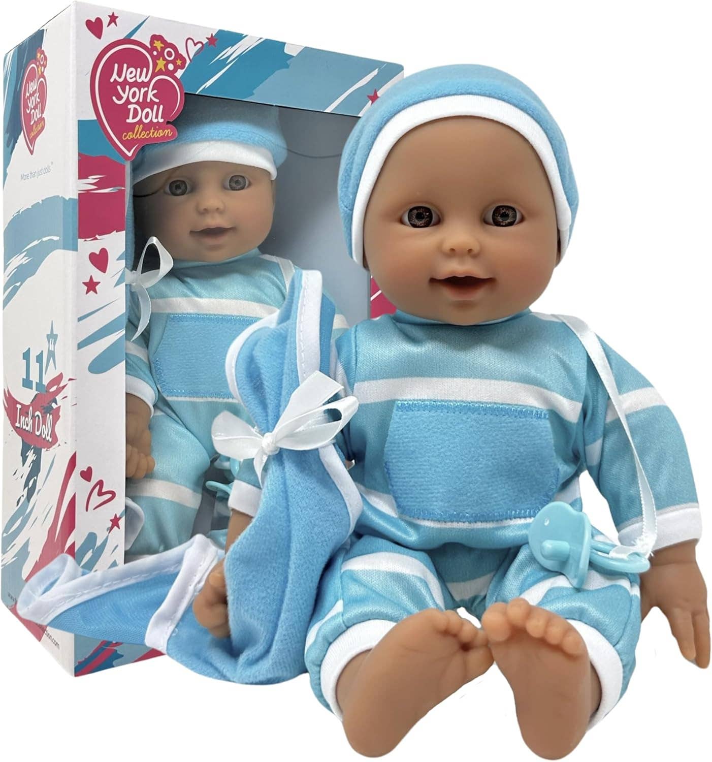 The New York Doll Collection 11" Doll Striped W/ Pacifier
