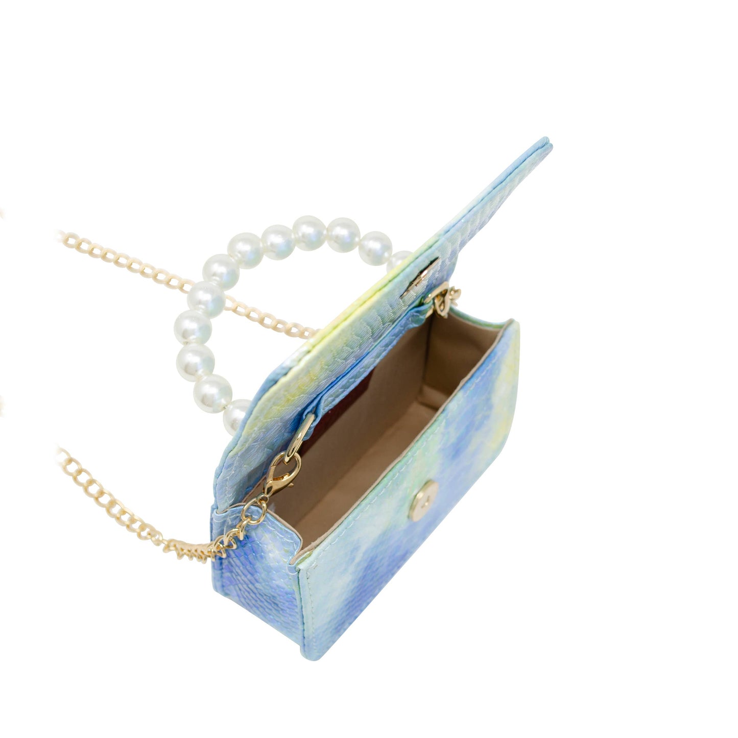 Tie Dye Crocodile Pearl Handle Bag