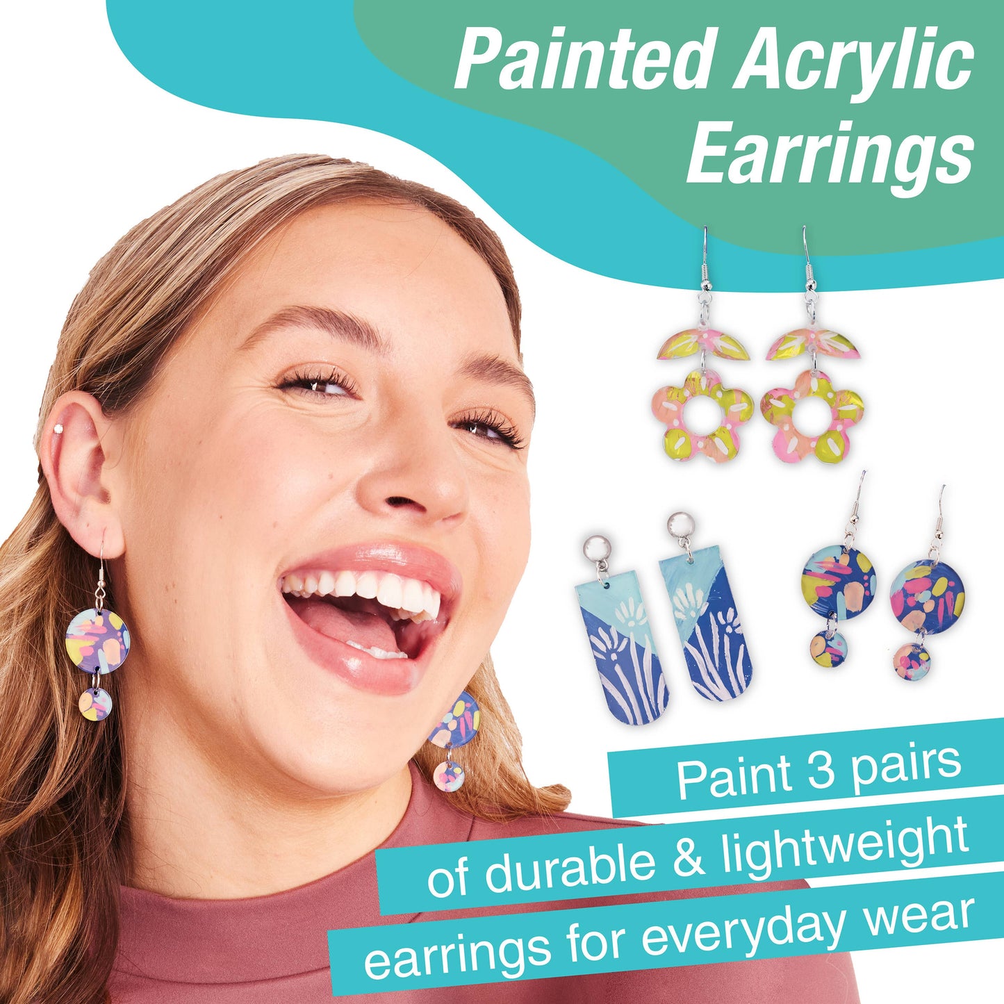 Painted Acrylic Earrings - Adult Craft Kit Makes 3 Pairs