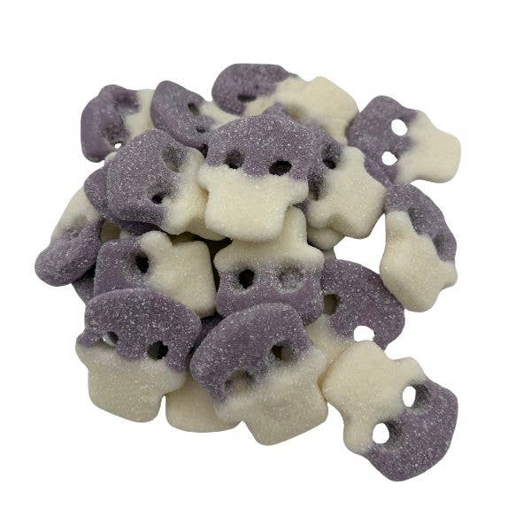 Swedish Style Candy, Sour Skulls Grape, 5lb Bulk Tub