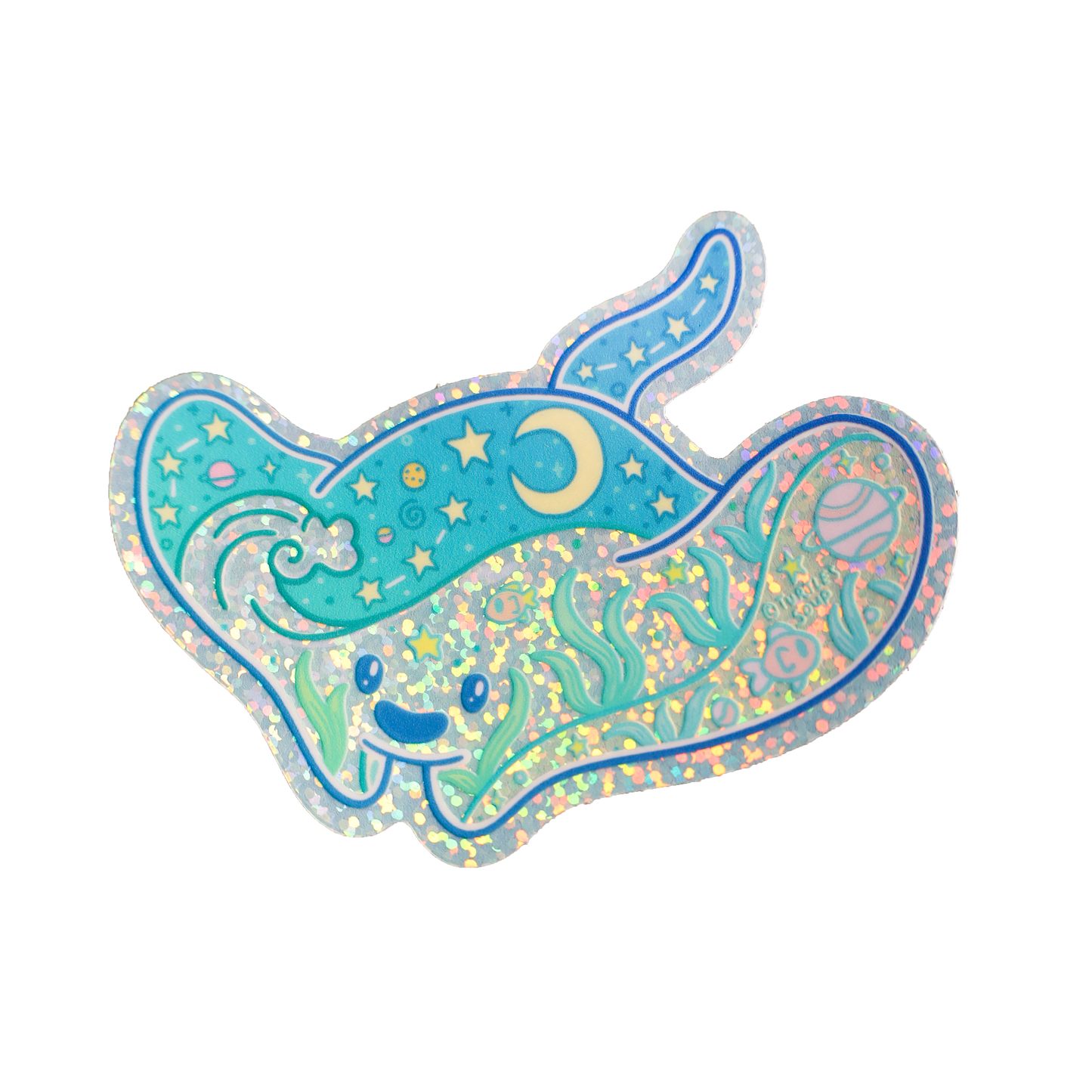 Stingray Ocean Dreamy Liquid  Vinyl Sticker (Glitter)