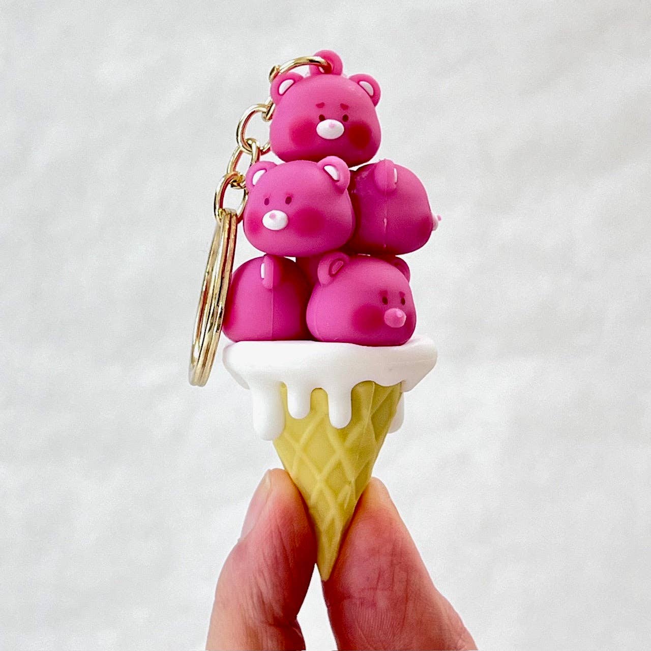 12174 PINK BEAR FAMILY KEY CHARM-12