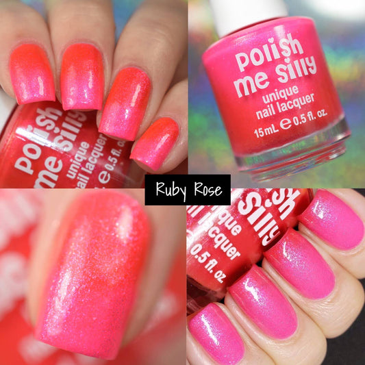 Ruby Rose- Neon POP Thermal Color Changing Pink Red Nai
