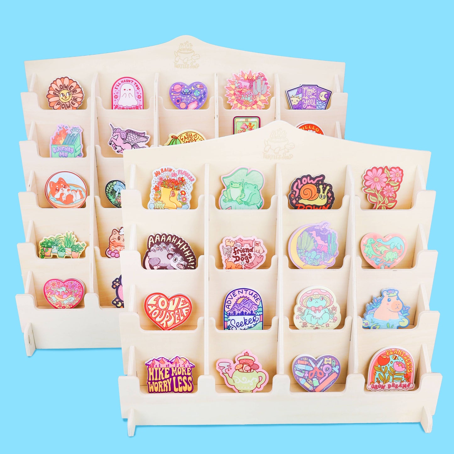 25 Pocket Wood Stadium Countertop Display for Vinyl Stickers