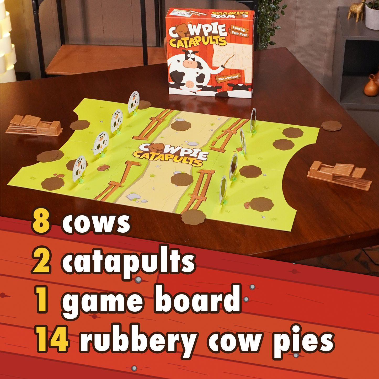 Cow Pie Catapults - Launching Action Farm Animals Board Game