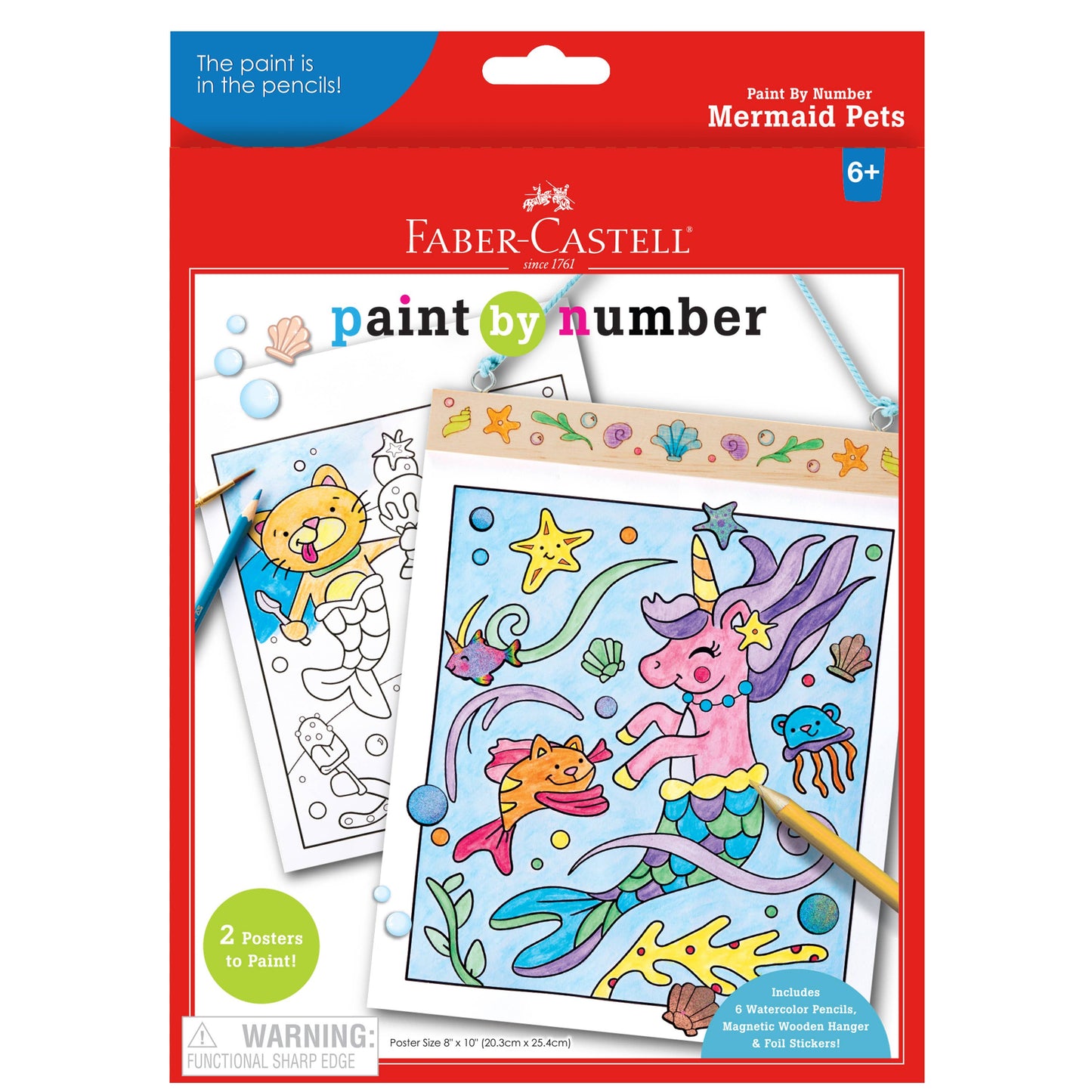 Paint by Numbers Mermaid Pets Hanging Wall Art Kit for Kids