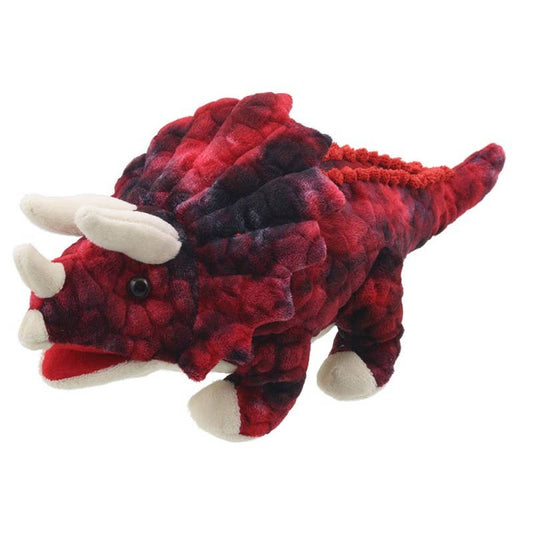 Baby Dinos: Baby Triceratops Dinosaur Hand Puppet - Red