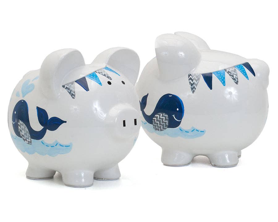 Blue Whale Handpainted Piggy Bank