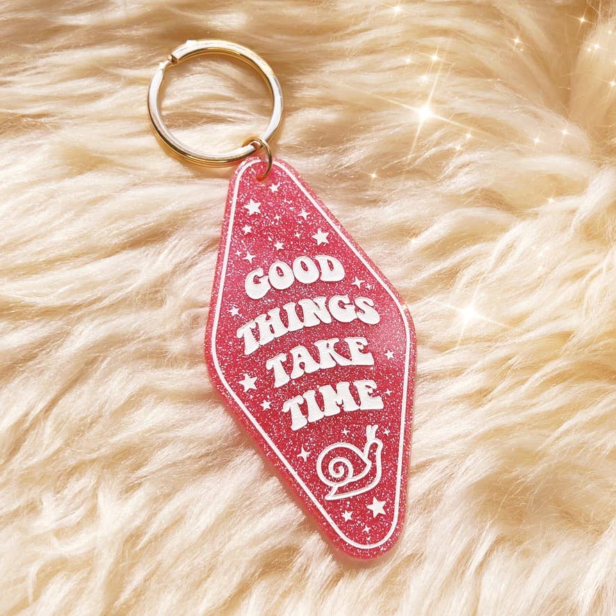 Positive Affirmation Glitter Motel Keychain Stocking Stuffer