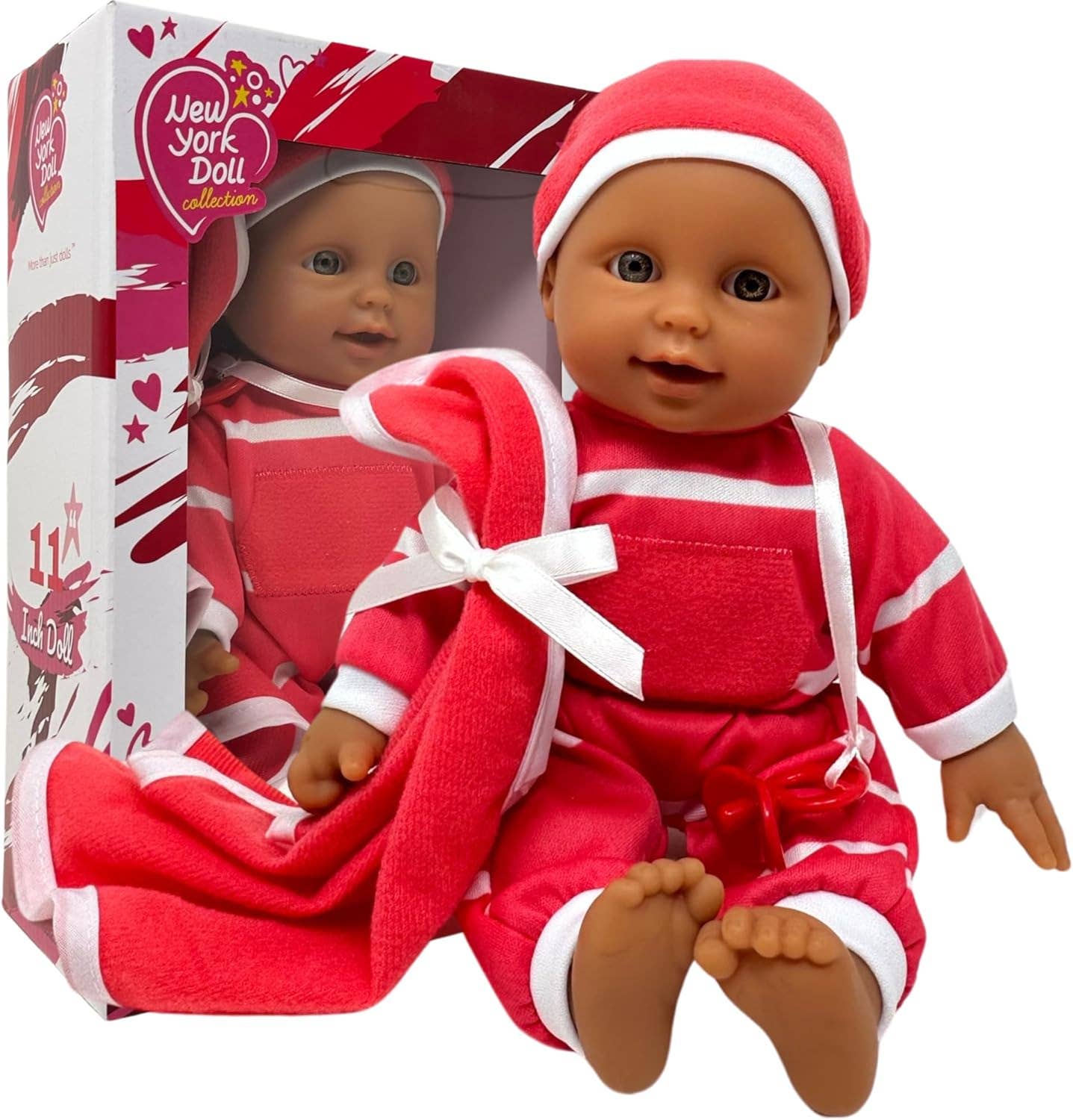 The New York Doll Collection 11" Doll Striped W/ Pacifier