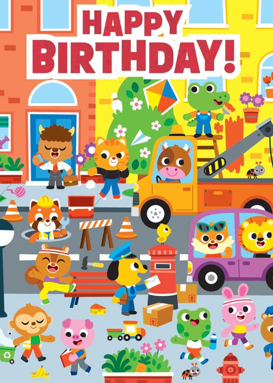 Birthday Note Cards - Busy Town Birthday - Foil